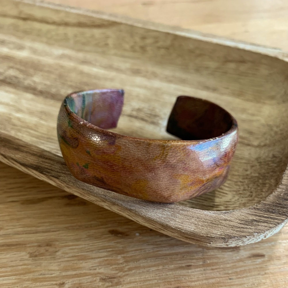 West African Leather Bangle Bracelet